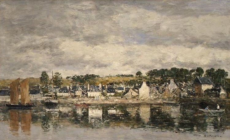 Eugene Boudin Village by a River oil painting image